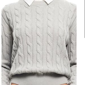 NWT Justify Women's Gray Cable Knit Sweater And Shirt.